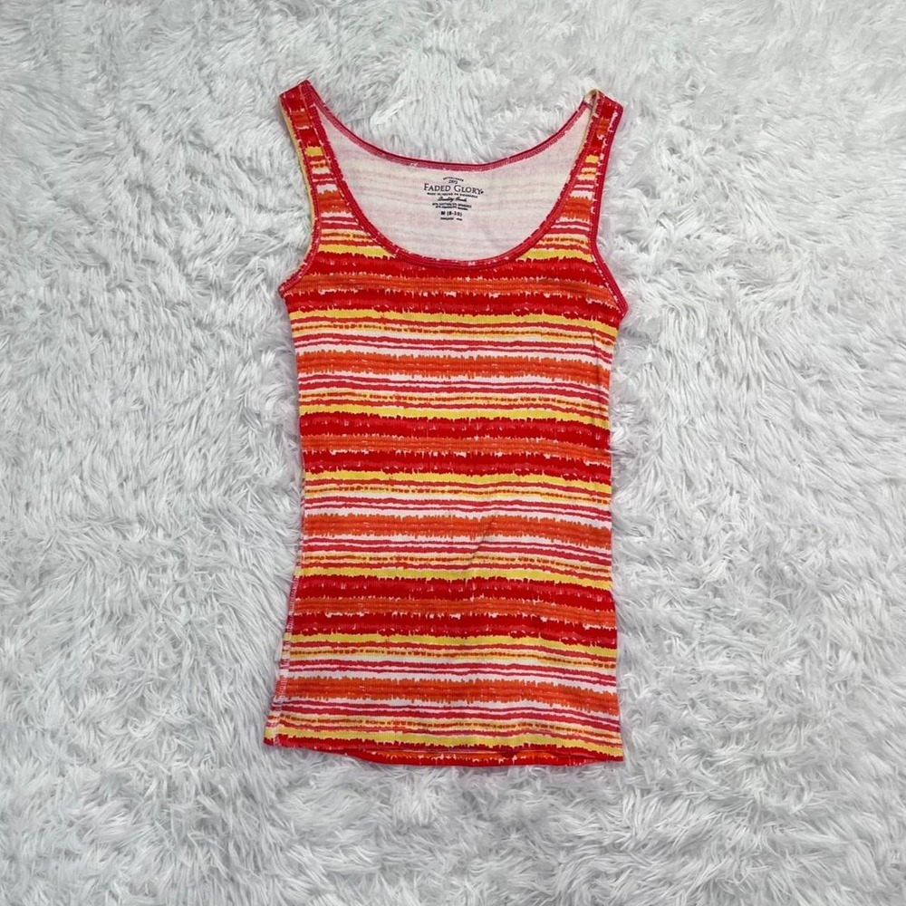 y2k orange striped tank top medium